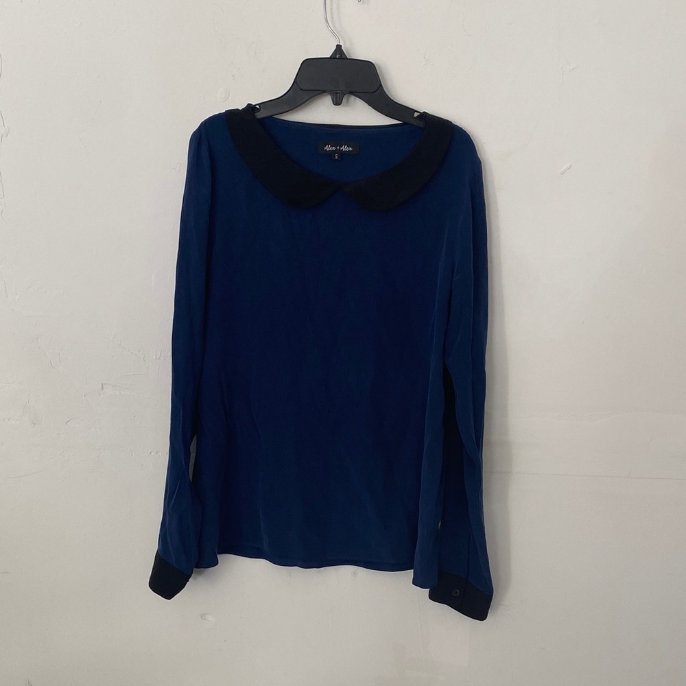 Alex+ Alex Blue Peter Pan Collar Blouse Long Sleeve Women’s Workwear Classic S-S